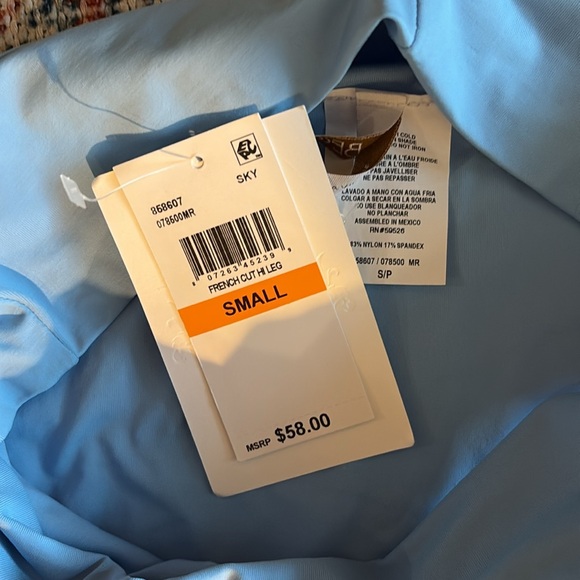 Becca Rebecca Virtue Tanya French Cut High Leg Bikini Bottoms Sky Blue SZ S NWT - Picture 3 of 3
